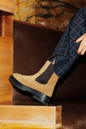 Promod Boots chelsea en cuir Femme Camel