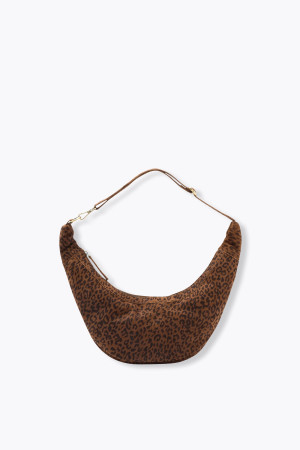 Promod Sac croissant léopard en cuir Imprimé camel Unique