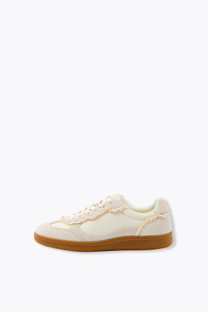 Promod Baskets détail dentelle Femme Blanc