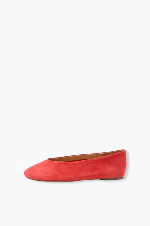 Promod Ballerines en cuir suédé Femme Rouge