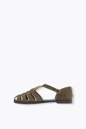 Promod Sandalettes en cuir Femme Kaki 39
