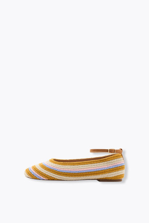 Promod Ballerines rayées en crochet Rayures multicolores