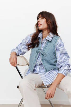 Promod Veste boléro jean et moumoute Jean moyen
