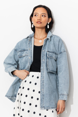 Promod Veste-surchemise en jean Femme Jean brut