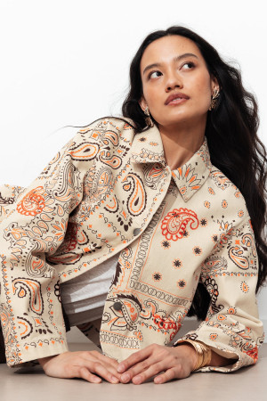 Promod Veste en toile motif bandana Imprimé écru S