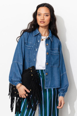 Promod Veste surchemise en lyocell Jean clair