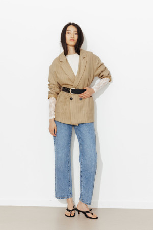 Promod Veste de tailleur rayée Femme Rayé beige