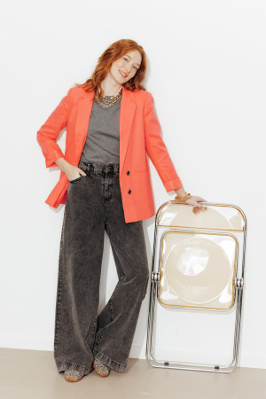 Promod Veste de tailleur lin mélangé Orange 38