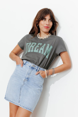 Promod T-shirt à message dream Gris foncé S