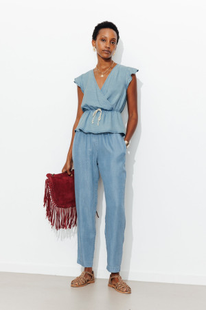 Promod Blouse cache-coeur en lyocell Jean clair 34