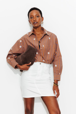 Promod Jupe courte en jean Femme Blanc 38