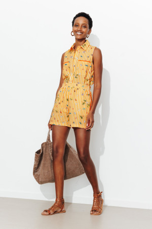 Promod Chemise sans manches imprimée Rayé jaune 34