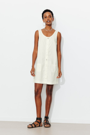 Promod Robe courte à bretelles Femme Blanc 46