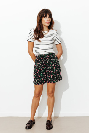 Promod Short à fleurs Femme Imprimé noir 40