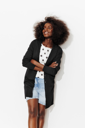 Promod Long cardigan en maille fine Noir XL