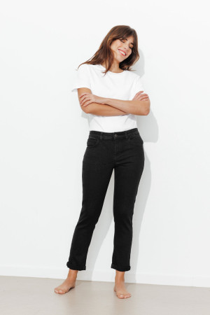 Promod LUCIEN jean girlfriend cropped Noir