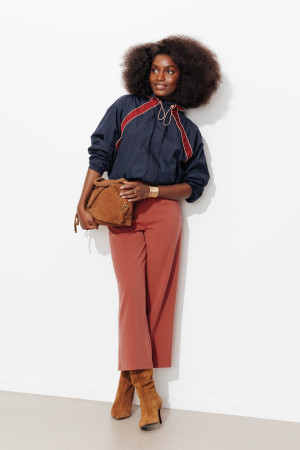 Promod Pantalon large et court Femme Rose 48