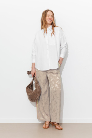 Promod Pantalon large à bandes Beige 34