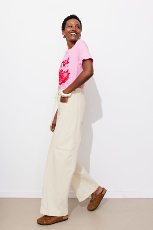 Promod Pantalon large à oeillets Ecru 40