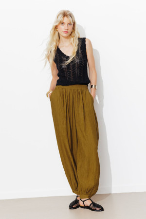 Promod Pantalon aladin uni Femme Kaki