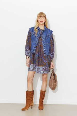 Promod Robe courte imprimée Femme Imprimé marron