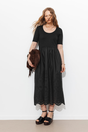 Promod Robe t-shirt broderie anglaise Noir