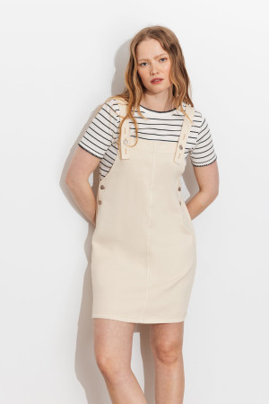 Promod Robe-salopette courte en jean Ecru 48