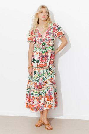 Promod Robe longue imprimée Femme Imprimé écru 38
