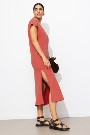 Promod Robe longue en jersey Groseille