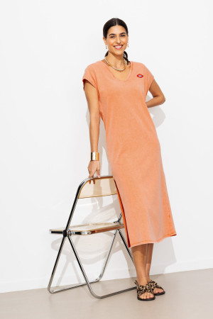 Promod Robe longue en jersey Orange S