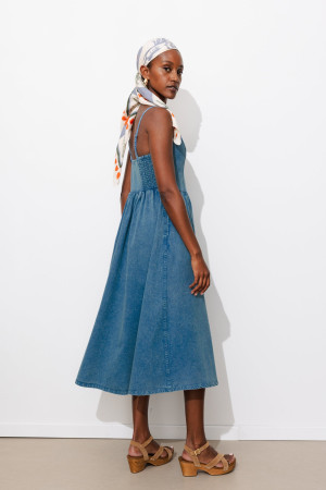 Promod Robe midi à bretelles Jean moyen