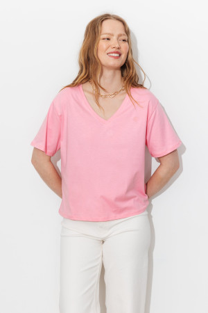 Promod T-shirt basique col V Femme Rose L