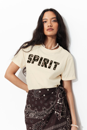 Promod T-shirt à message spirit Imprimé écru S