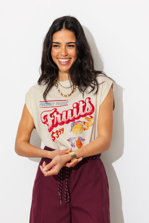 Promod T-shirt imprimé fruits Femme Imprimé écru S