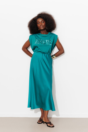 Promod T-shirt à message AMORE Vert émeraude XS