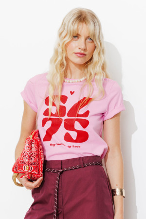 Promod T-shirt à message "75" Imprimé rose XS