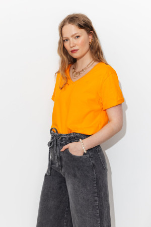 Promod T-shirt basique col V Femme Orange S