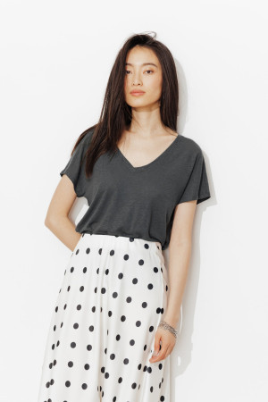 Promod T-shirt uni col V Femme Gris