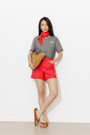 Promod Short en toile Femme Groseille 34