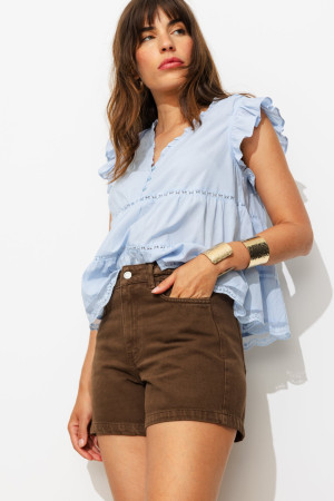 Promod Short en toile détail tressé Marron 40