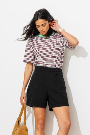 Promod Short uni taille haute Femme Noir