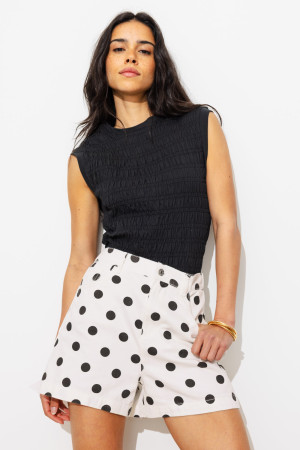 Promod Short à pois Femme Imprimé noir 48