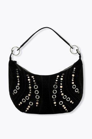 Promod Sac clouté en cuir suédé Noir Unique