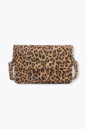 Promod Sac pochette en cuir léopard Imprimé camel Unique