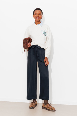 Promod Pantalon large ceinturé Femme Marine 44