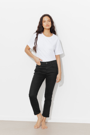 Promod LUCIEN jean girlfriend cropped Noir