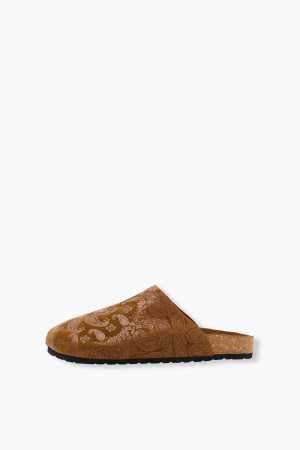 Promod Sabot en cuir motif bandana Camel 41