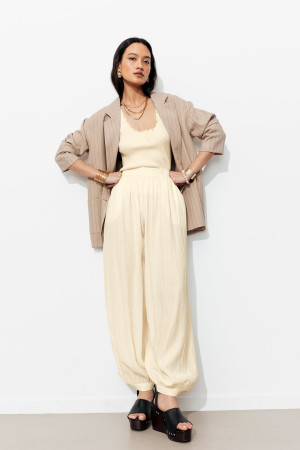Promod Pantalon aladin uni Femme Beige 48