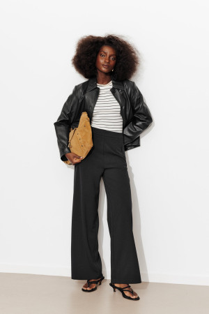 Promod Pantalon large et fluide Femme Noir 34