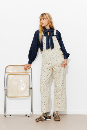 Promod Salopette à fleurs Femme Imprimé écru